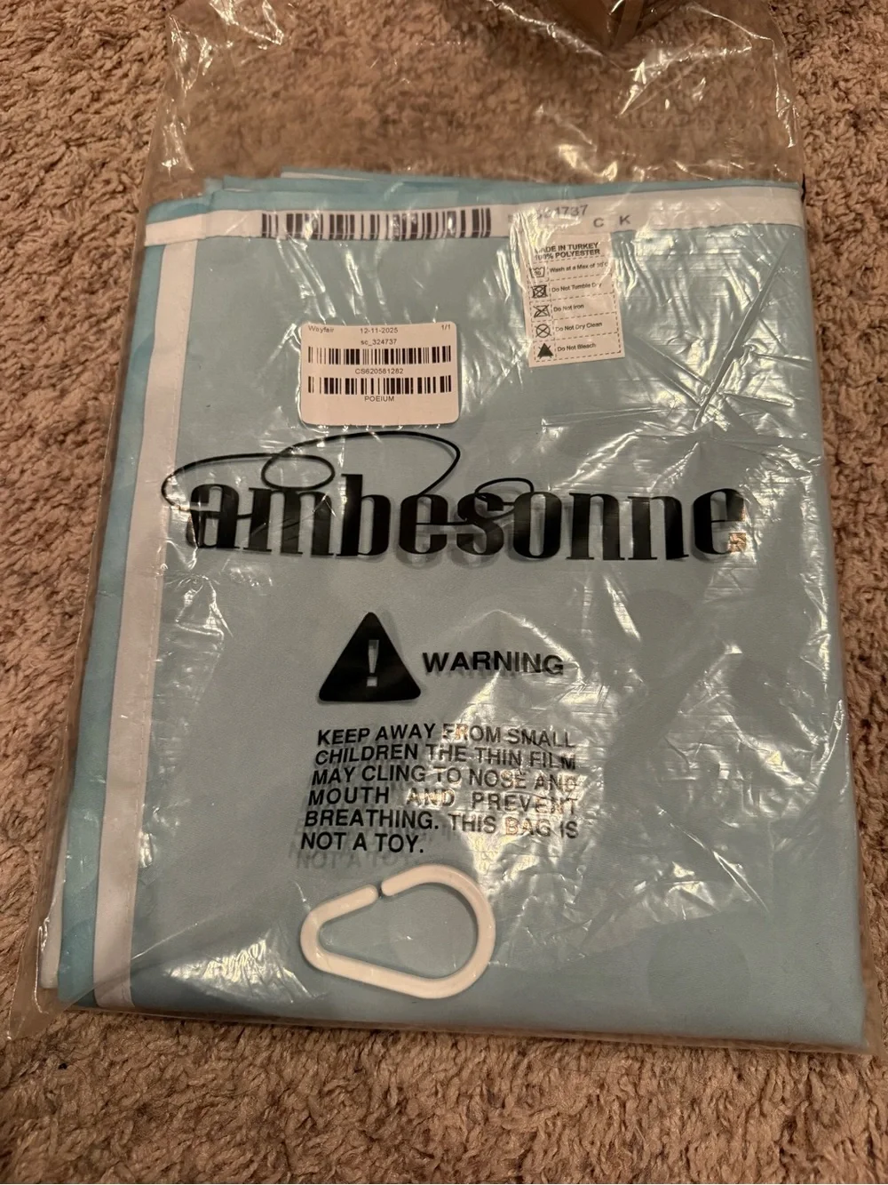 🚿💙 NEW Ambesonne Aqua Bubble Shower Curtain w/ Hooks 69”x70”